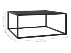 Hot Mesa de centro | Mesa de apoio 80x80x35 cm vidro Preto