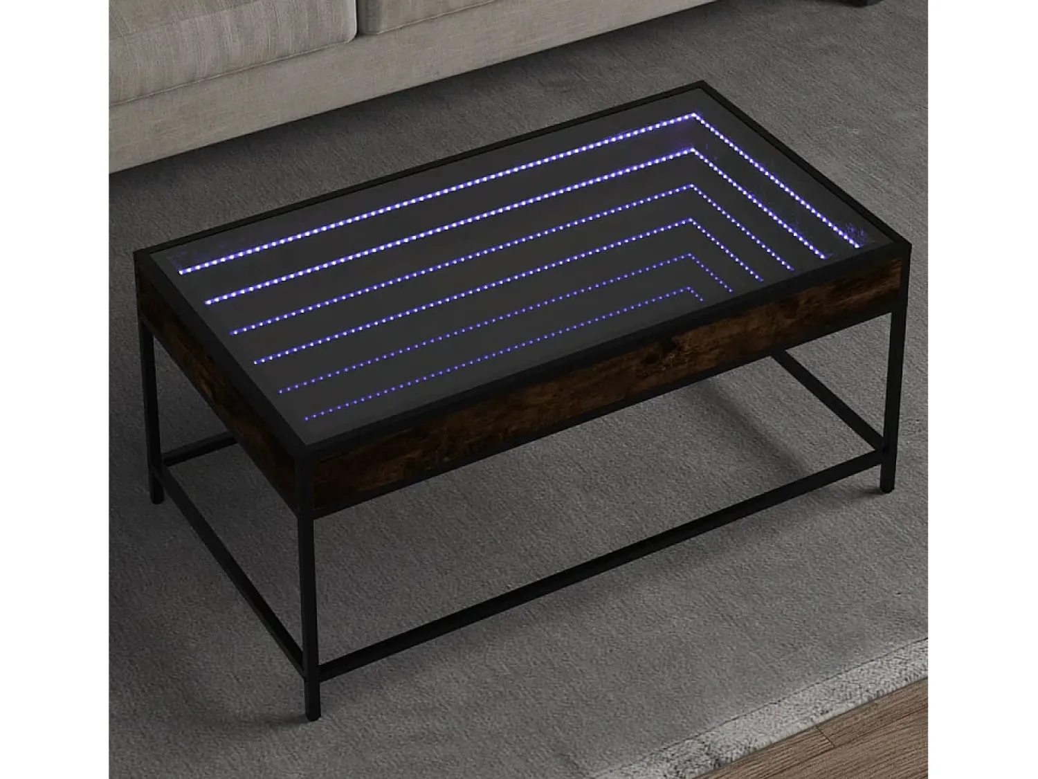 Outlet Mesa de centro | Mesa de apoio luzes LED Infinity 90x50x41 cm carvalho fumado Castanho