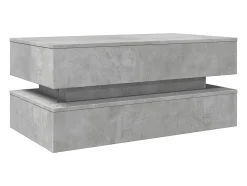 Mesa de centro | Mesa de apoio com luzes LED 90x50x40 cm cimento^ Mesa De Centro