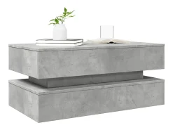 Mesa de centro | Mesa de apoio com luzes LED 90x50x40 cm cimento^ Mesa De Centro