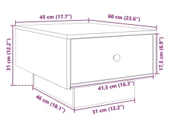 Hot Mesa de centro | Mesa de apoio 60x45x31 cm derivados de madeira Preto