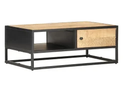 Mesa De Centro* Mesa de centro | Mesa de apoio | Mesa de café c/ porta esculpida 90x55x36 cm mangueira áspera Castanho