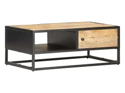 Mesa De Centro* Mesa de centro | Mesa de apoio | Mesa de café c/ porta esculpida 90x55x36 cm mangueira áspera Castanho