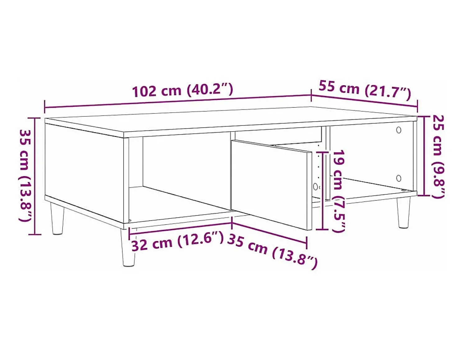 Best Mesa de centro | Mesa de apoio Sonoma 103.5x60x35 cm Cinzento