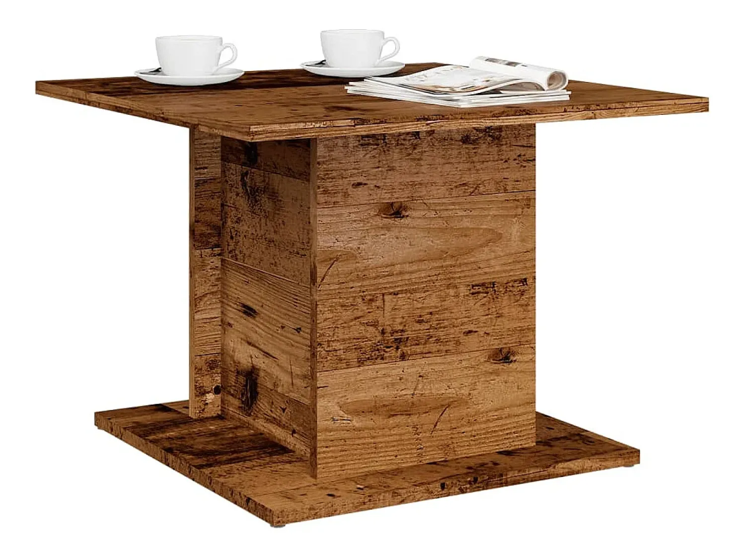 Mesa De Centro| Mesa de centro | Mesa de apoio 55.5x55.5x40 cm derivados madeira madeira velha Castanho