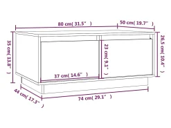 Mesa de centro | Mesa de apoio 80x50x35 cm madeira de pinho maciça^ Mesa De Centro