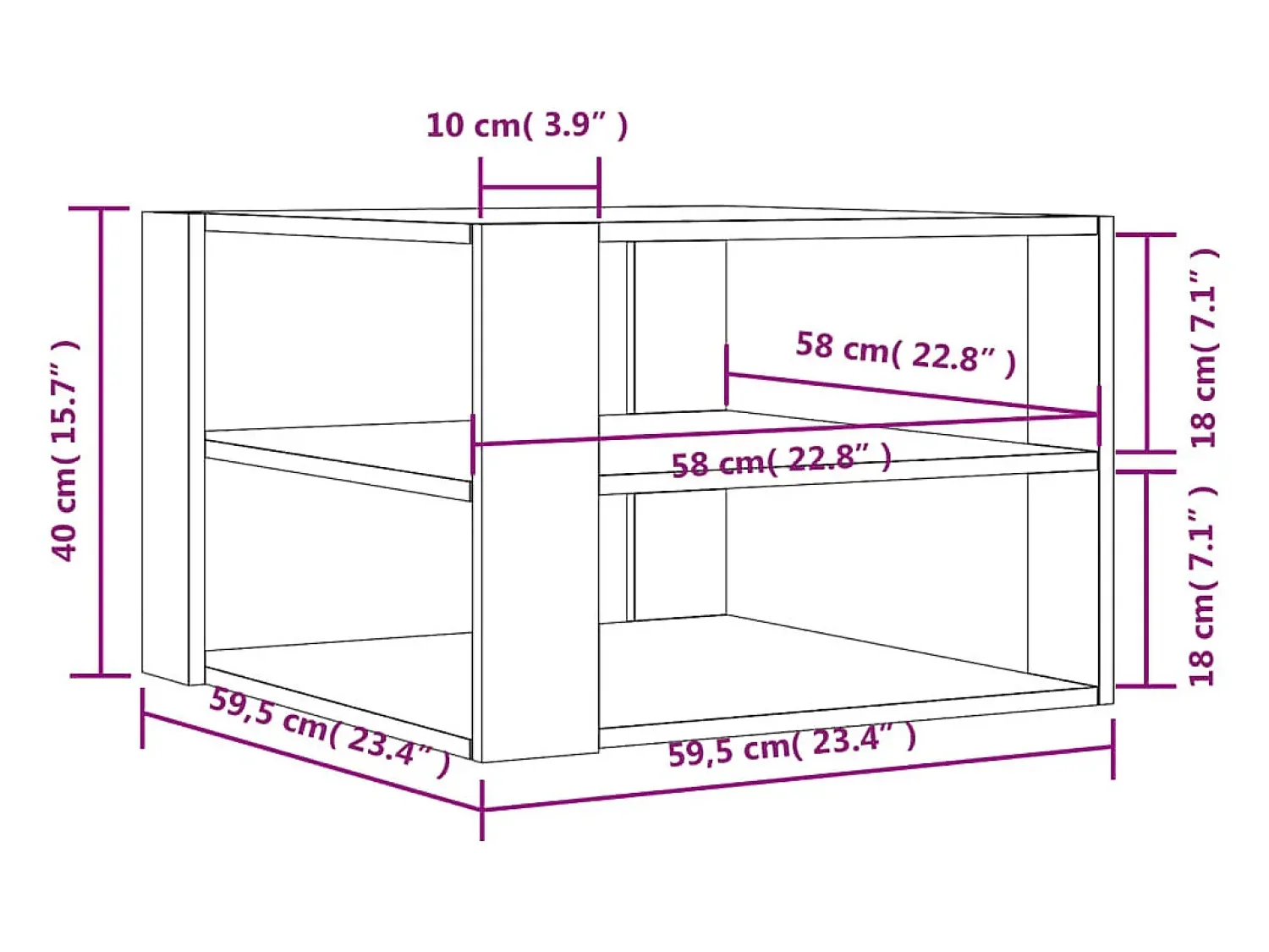 Mesa de centro | Mesa de apoio 59.5x59.5x40 cm derivados de madeira^ Mesa De Centro