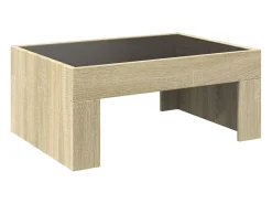 Mesa De Centro| Mesa de centro | Mesa de apoio luzes LED Infinity 70x50x30 cm carvalho sonoma Castanho