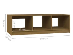 New Mesa de centro | Mesa de apoio 110x50x34 cm pinho maciço mel Castanho