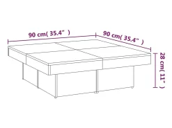 Mesa De Centro| Mesa de centro | Mesa de apoio 90x90x28 cm derivados de madeira carvalho fumado Castanho