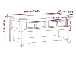 Best Mesa de centro | Mesa de apoio com gavetas Corona 100x48x45 cm pinho maciço Castanho