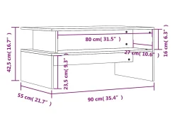 New Mesa de centro | Mesa de apoio 90x55x42.5 cm derivados de madeira cinza sonoma Cinzento