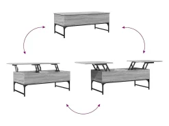 Mesa de centro | Mesa de apoio 100x50x40cm deriv. madeira/metal sonoma Cinzento