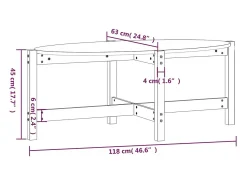Mesa De Centro| Mesa de centro | Mesa de apoio 118x63x45 cm madeira de pinho maciça cinza Cinzento