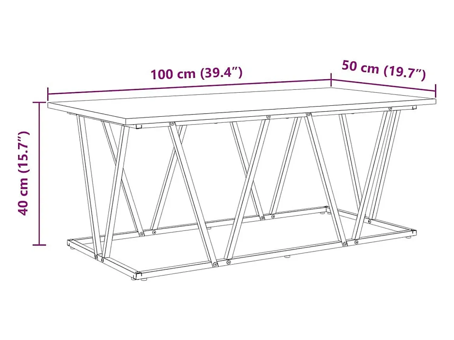 Mesa de centro | Mesa de apoio | Mesa de café Carvalho 100x50x40 cm^ Mesa De Centro