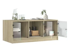 Mesa de centro | Mesa de apoio c/ portas de vidro 102x50x42 cm carvalho sonoma Castanho