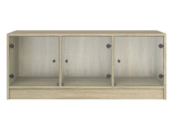 Mesa de centro | Mesa de apoio c/ portas de vidro 102x50x42 cm carvalho sonoma Castanho