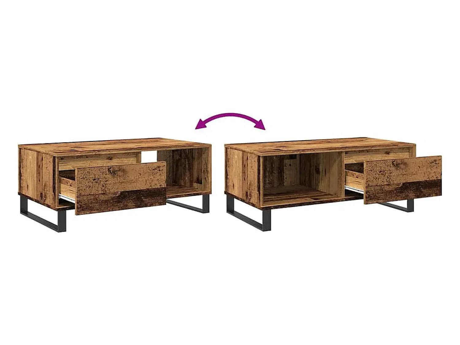 Discount Mesa de centro | Mesa de apoio 90x50x36.5 cm derivados de madeira madeira velha Castanho