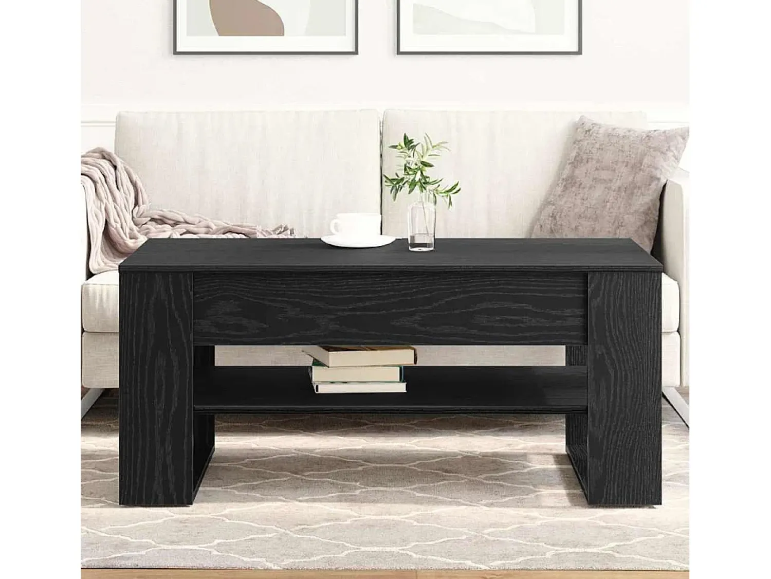 Mesa De Centro* Mesa de centro | Mesa de apoio Carvalho 102x55x45 cm Preto