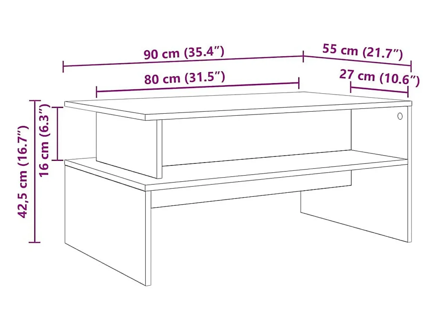Mesa De Centro* Mesa de centro | Mesa de apoio Carvalho 90x55x42.5 cm Preto