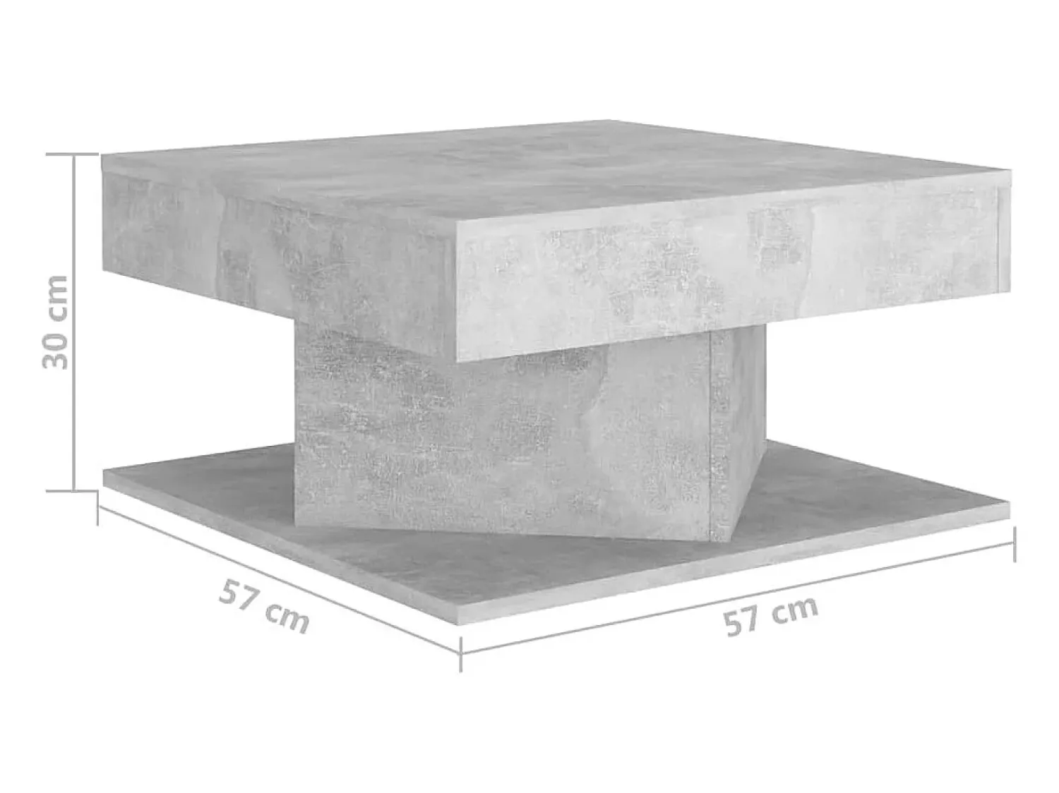 Mesa De Centro* Mesa de centro | Mesa de apoio 57x57x30 cm derivados de madeira cinza cimento Cinzento