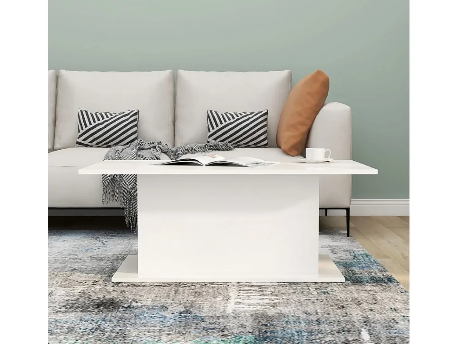 Mesa De Centro| Mesa de centro | Mesa de apoio derivados de madeira brilhante Branco