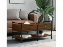 Mesa De Centro| Mesa de centro | Mesa de apoio 99x50x50 cm derivados de madeira carvalho Castanho