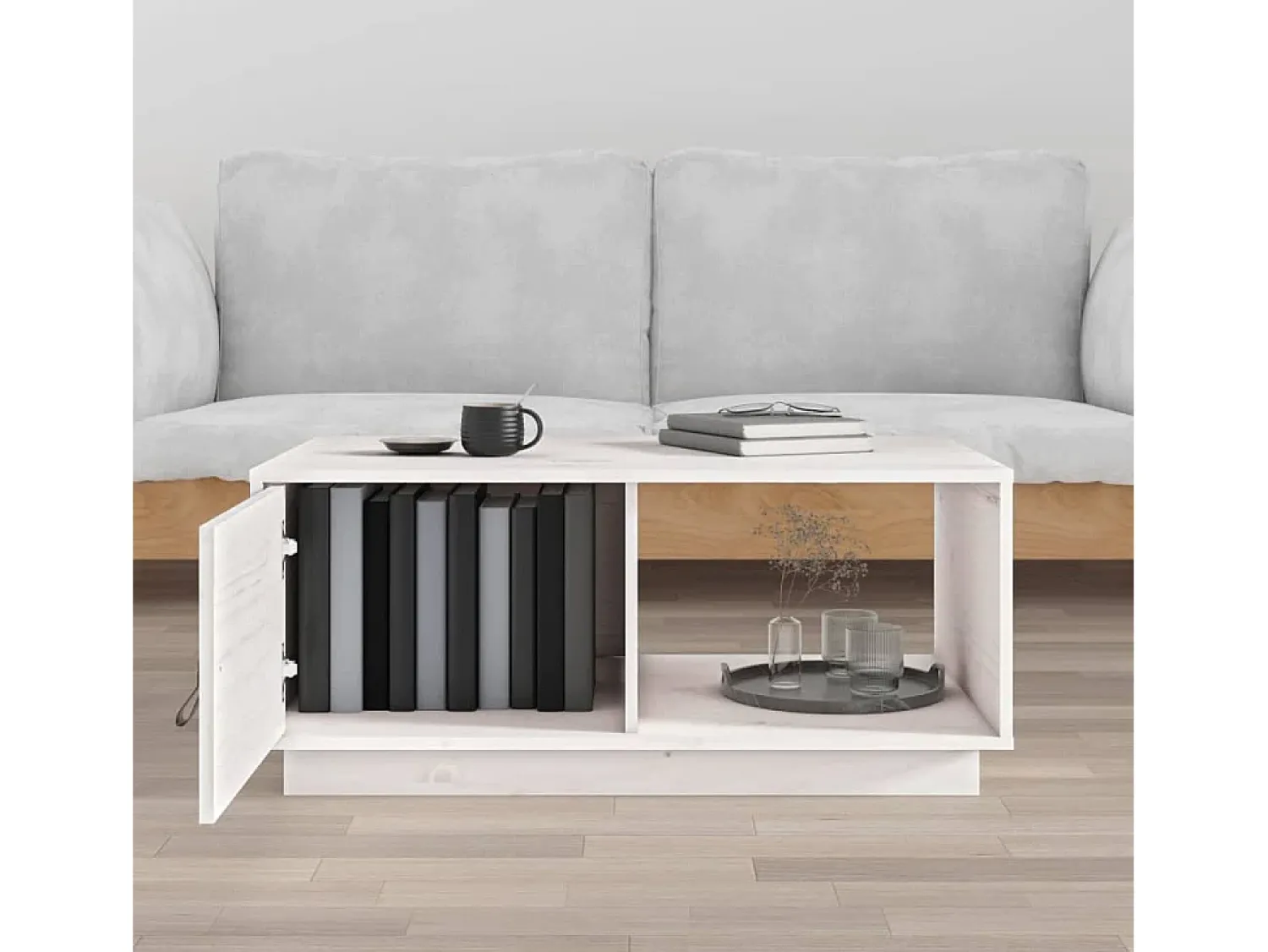 Mesa De Centro| Mesa de centro | Mesa de apoio 80x80x35.5 cm madeira de pinho maciça Branco