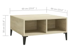Hot Mesa de centro | Mesa de apoio 60x60x30 cm derivados de madeira carvalho sonoma Castanho