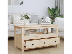 Mesa de centro | Mesa de apoio | Mesa de café 102x49x55 cm pinho maciço^ Mesa De Centro