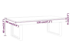 Mesa de centro | Mesa de apoio 120x60x40 cm MDF e ferro -escuro e preto^ Mesa De Centro
