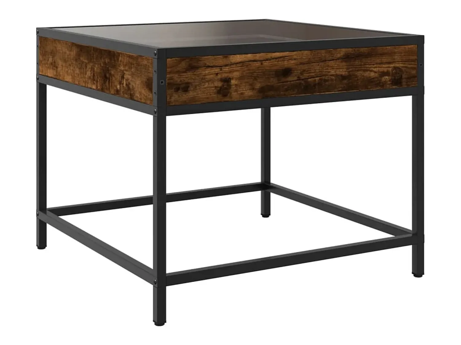 Outlet Mesa de centro | Mesa de apoio luzes LED Infinity 50x50x41 cm carvalho fumado Castanho