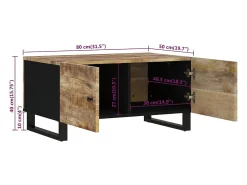 Mesa De Centro* Mesa de centro | Mesa de apoio | Mesa de café 80x50x40 madeira mangueira maciça/deriv. madeira Castanho