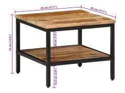 Mesa De Centro* Mesa de centro | Mesa de apoio | Mesa de café 45x45x35 cm madeira de mangueira áspera maciça Castanho