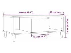 Mesa de centro | Mesa de apoio 90x50x36.5 cm derivados madeira carvalho sonoma^ Mesa De Centro