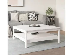 Mesa De Centro* Mesa de centro | Mesa de apoio branca 100x100x40 cm madeira maciça pinho Branco