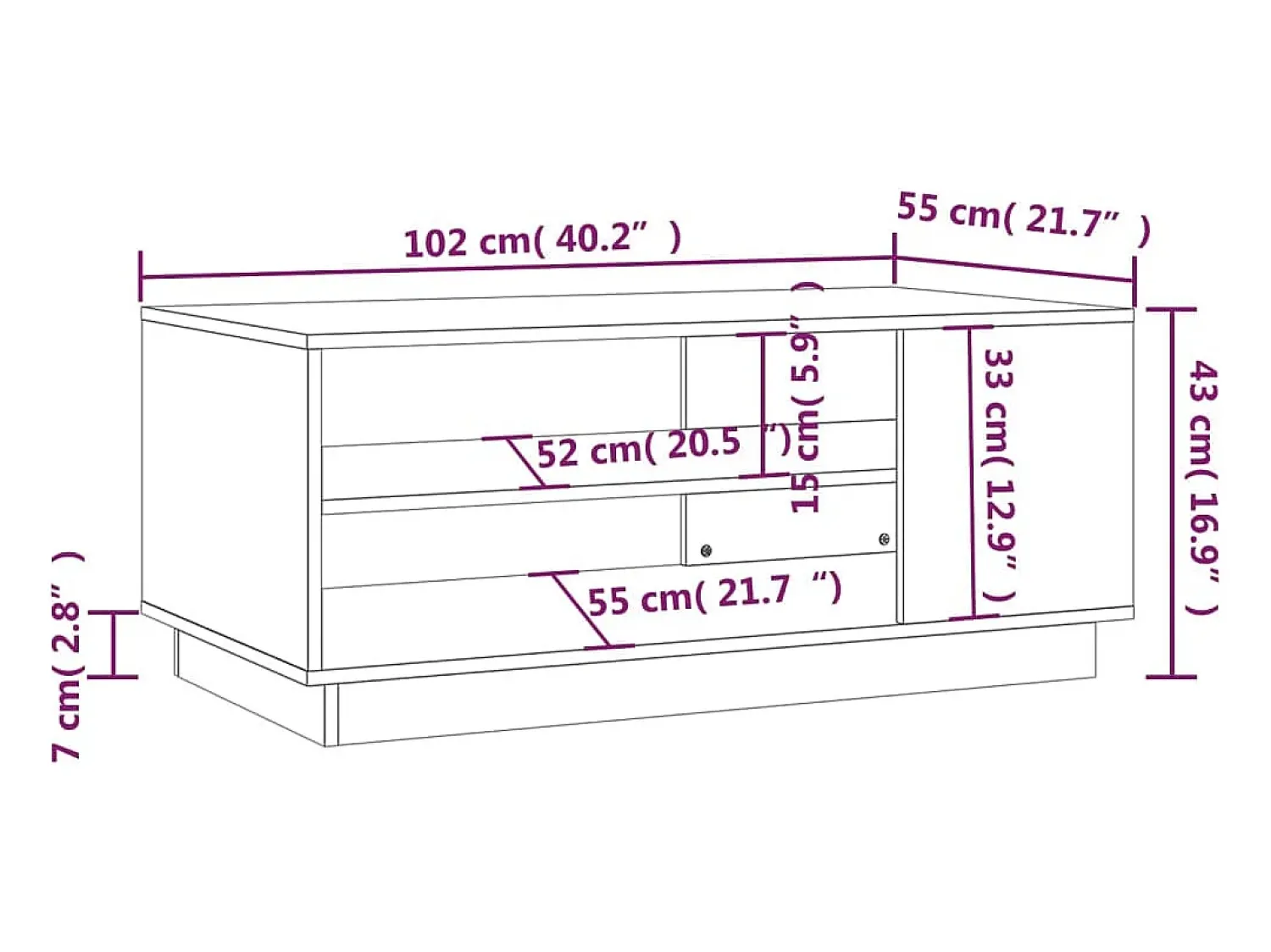 Mesa de centro | Mesa de apoio 102x55x43 cm aglomerado^ Mesa De Centro