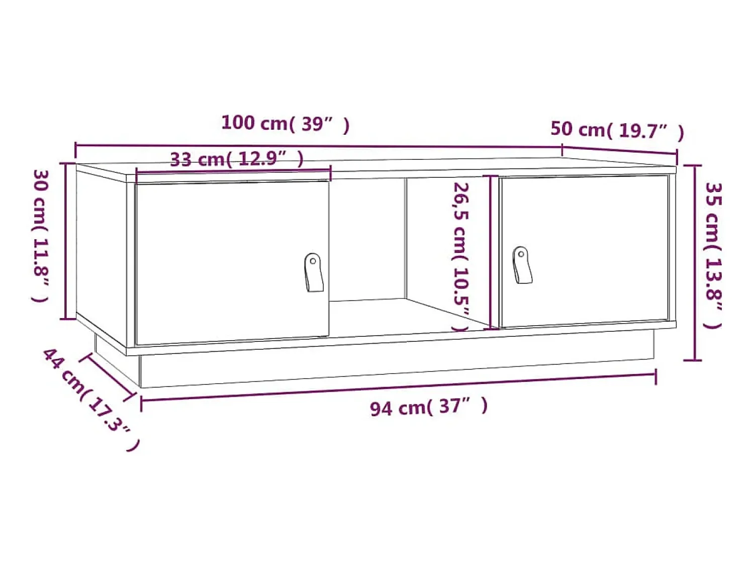 Mesa de centro | Mesa de apoio 100x50x35 cm pinho maciço^ Mesa De Centro