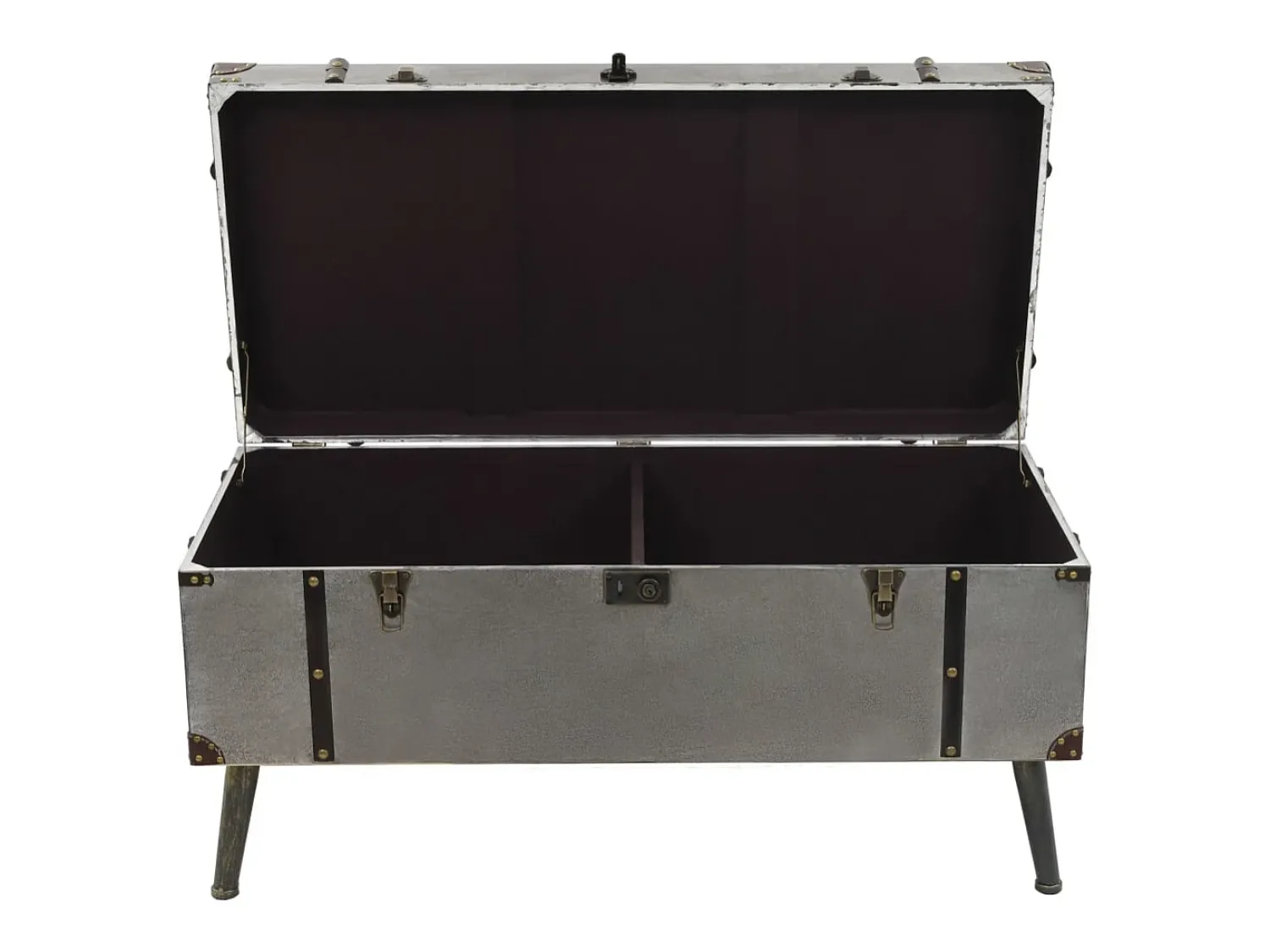 Mesa De Centro| Mesa de centro | Mesa de apoio em MDF e alumínio 102x51x47.5 cm Prateado