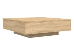 Mesa De Centro| Mesa de centro | Mesa de apoio com luzes LED 100x100x31 cm carvalho sonoma Castanho