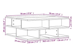 Mesa de centro | Mesa de apoio 70x70x29 cm madeira processada^ Mesa De Centro