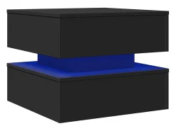 Mesa De Centro* Mesa de centro | Mesa de apoio com luzes LED 50x50x40 cm Preto