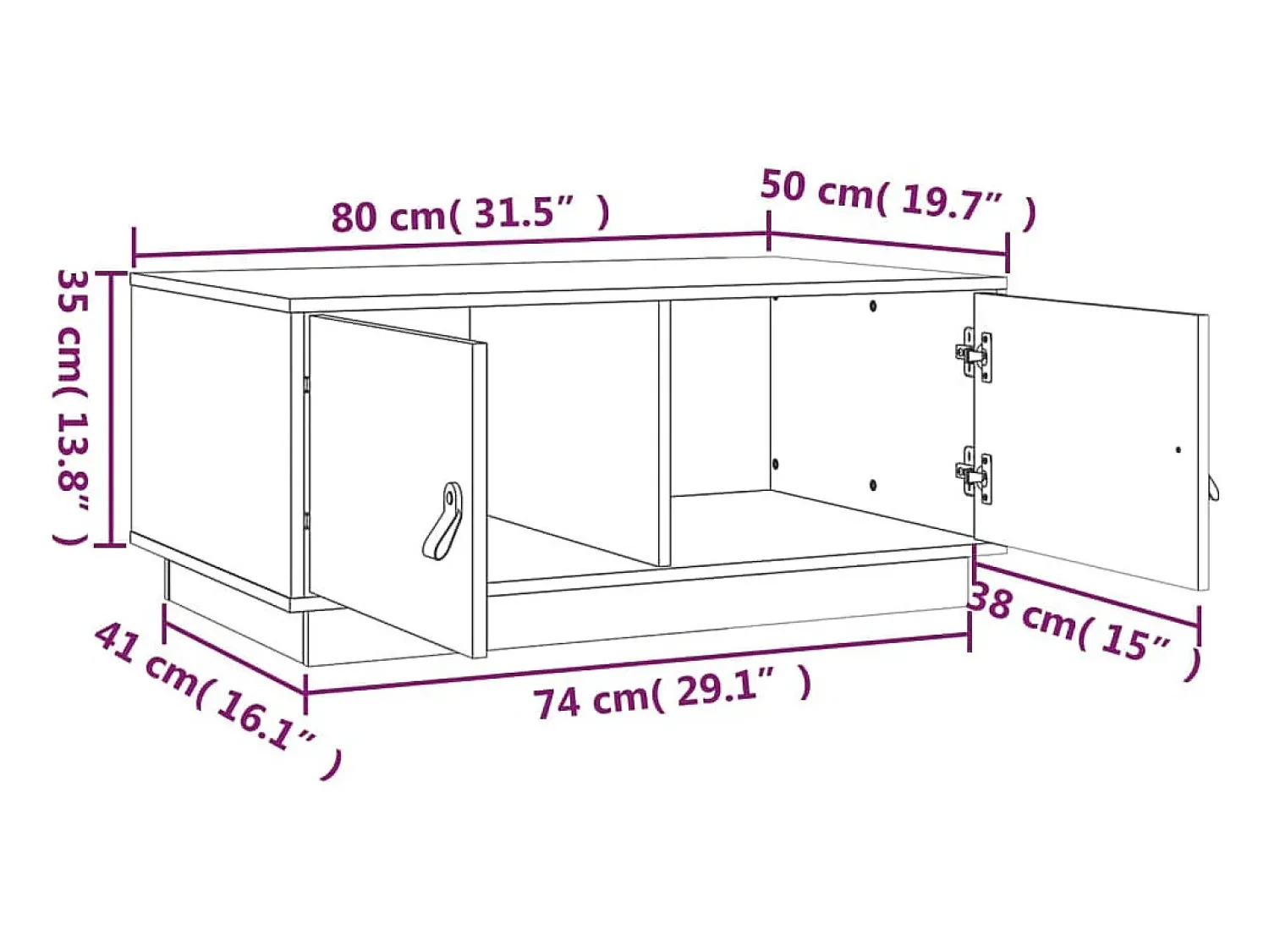 Mesa De Centro* Mesa de centro | Mesa de apoio 80x50x35 cm pinho maciço mel Castanho