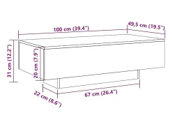 Mesa De Centro* Mesa de centro | Mesa de apoio 100x49.5x31 cm derivados de madeira cinza sonoma Cinzento