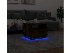 Mesa De Centro| Mesa de centro | Mesa de apoio com luzes LED 50x49x40 cm carvalho fumado Castanho