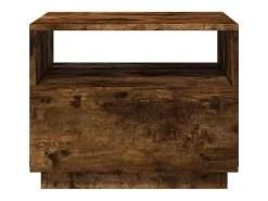 Mesa De Centro| Mesa de centro | Mesa de apoio com luzes LED 50x49x40 cm carvalho fumado Castanho