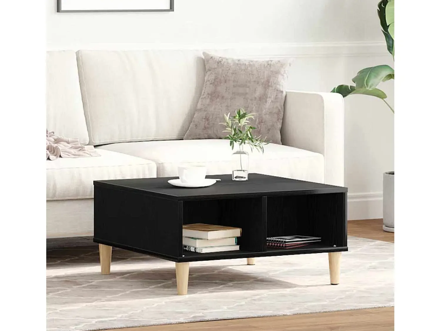 Mesa De Centro| Mesa de centro | Mesa de apoio Carvalho 60x60x30 cm Preto
