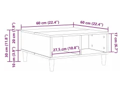 Mesa De Centro| Mesa de centro | Mesa de apoio Carvalho 60x60x30 cm Preto