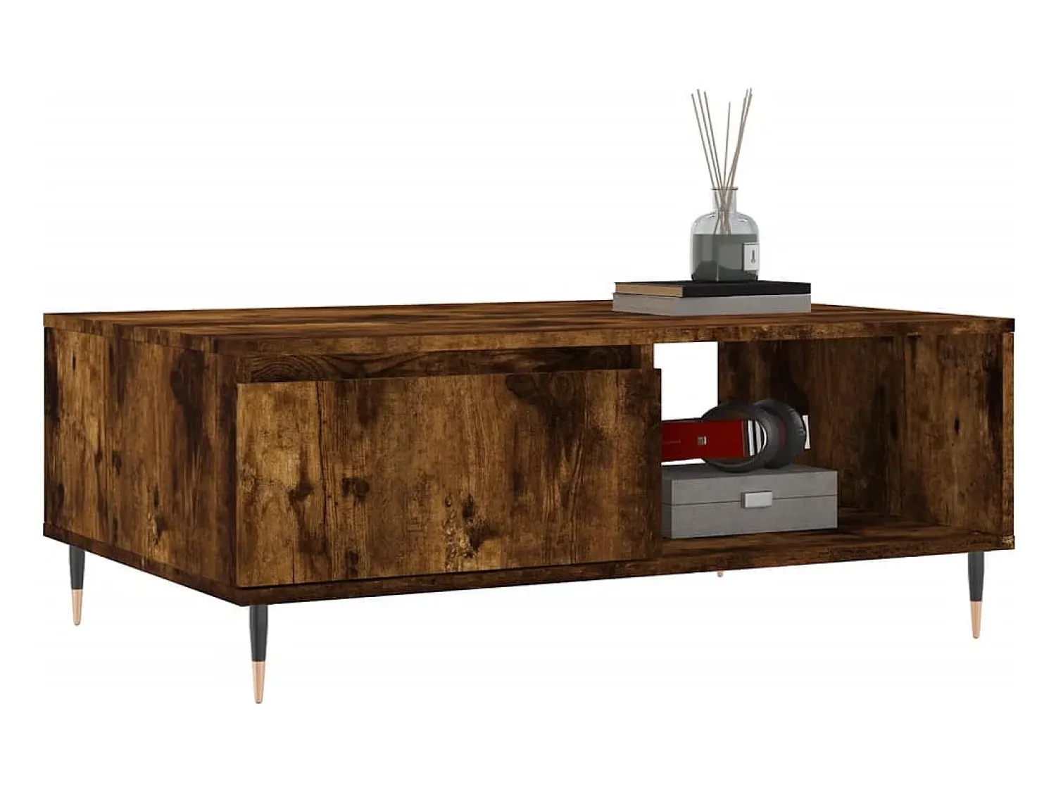 Mesa De Centro* Mesa de centro | Mesa de apoio 90x60x35 cm derivados de madeira carvalho fumado Castanho
