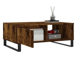 Best Mesa de centro | Mesa de apoio 90x60x35 cm derivados de madeira carvalho fumado Castanho